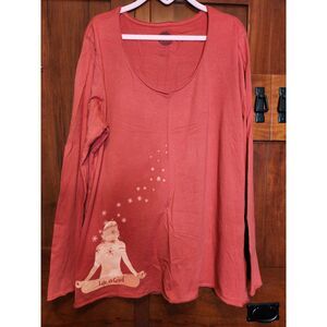 Life is Good Coral Yoga T-shirt Women in Yoga Position on front Womens Size 2XL